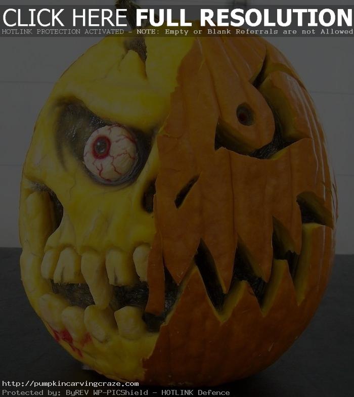 Two-face pumpkin carving